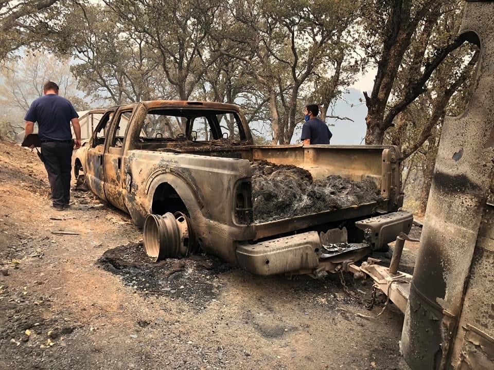 Burned Car Wildfire Volunteer Assistance