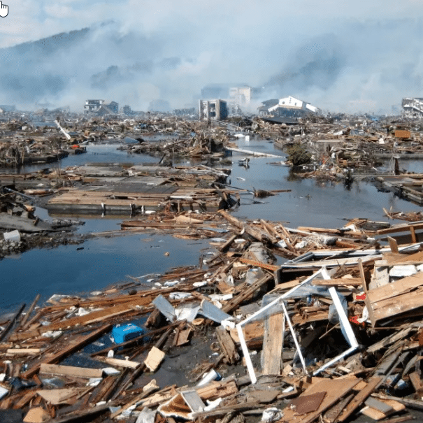 Tsunami Damage Island Town