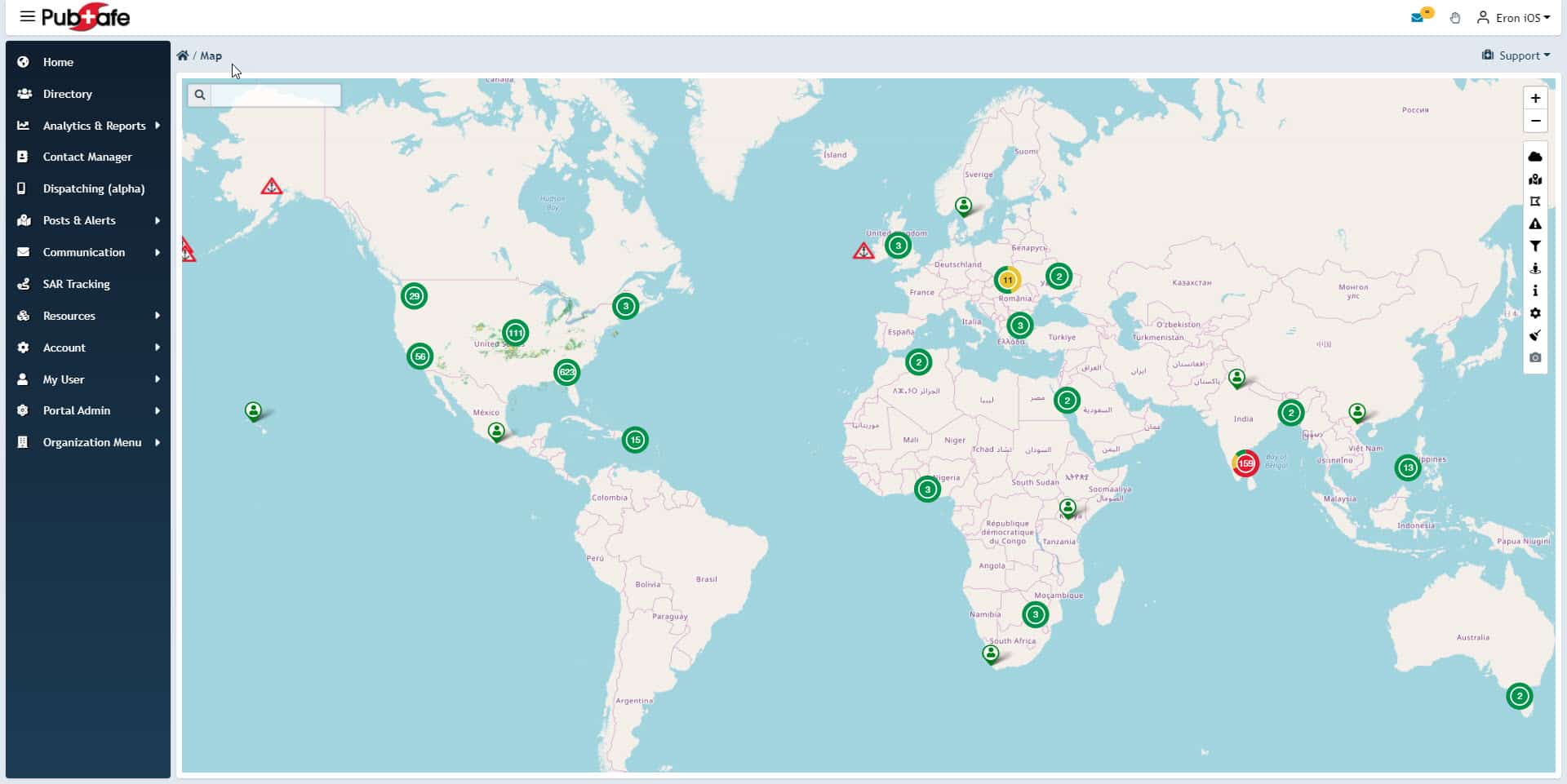 PubSafe Global Map Users