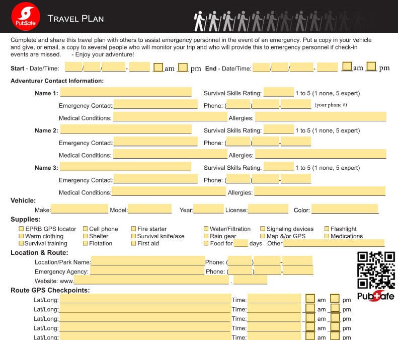 Adventure and Travel Safety Plan